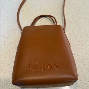 Authentic Chloe Sense Micro Tote Brown Leather Crossbody Bag
